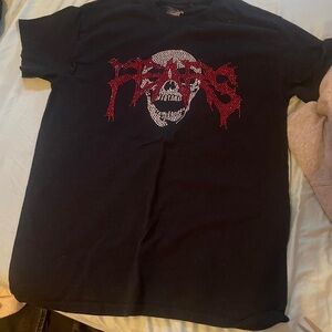 Yeti Black Tee with Red Skull Design